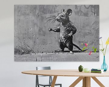 Muis op Beton in Zwart-Wit Stijl van Imperial Art House