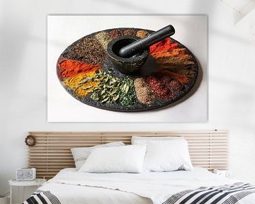Mortar with colourful spices by Art & Soul Creations