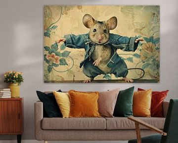 Schattige muis in vintage stijl gekleed van Imperial Art House