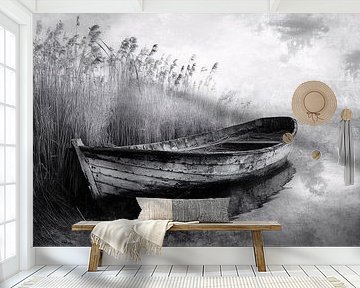 Oude boot aan de oever