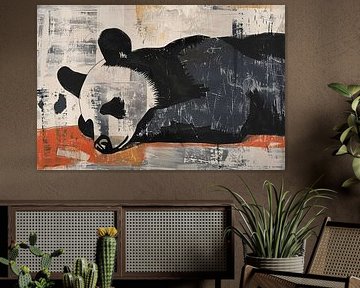 Bear resting on abstract background