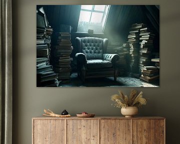Vintage boekenhoek op zolder van Art & Soul Creations