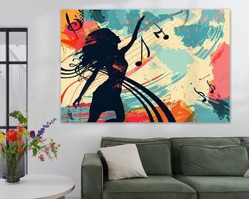 Abstracte silhouet dansend met muzieknoten van Imperial Art House