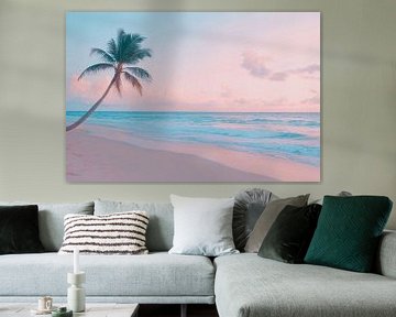Rustig strand met palmboom van Art & Soul Creations