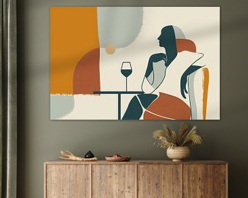 Zittende silhouet met wijnglas in minimalisme van Imperial Art House