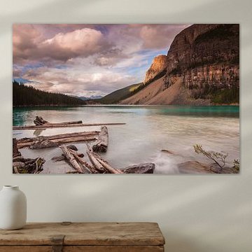 Moraine Lake near the waterfall by Ilya Korzelius