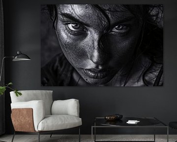 Black-and-white portrait of intense woman by Imperial Art House