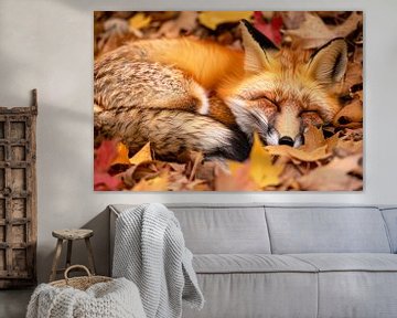 Slapende vos in herfstkleuren van Imperial Art House