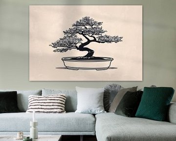 Minimalistische Bonsai Kunst in Zwart-Wit van Imperial Art House