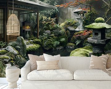 Serene Japanse tuin met koi vissen van Imperial Art House