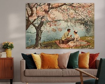 Romantische picknick onder bloeiende kersenbomen van Imperial Art House