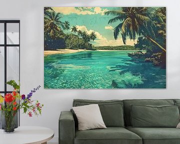Tropisch strand met palmbomen en helder water van Imperial Art House