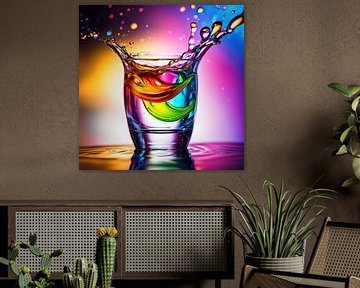 Spatten in een kleurrijk glas van Laly Laura