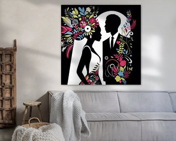 Bruid en bruidegom silhouetten illustratie van Laly Laura