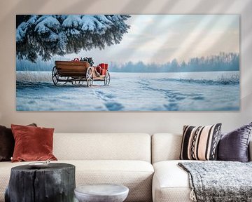 Kerst in de sneeuw van Poster Art Shop