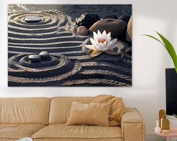 Jardin zen avec fleurs et pierres sur Imperial Art House