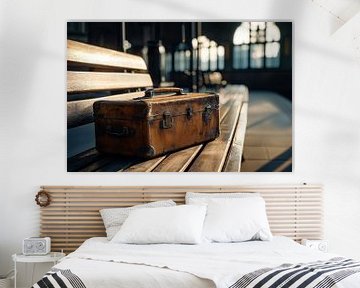 Oude leren koffer op bank van Art & Soul Creations