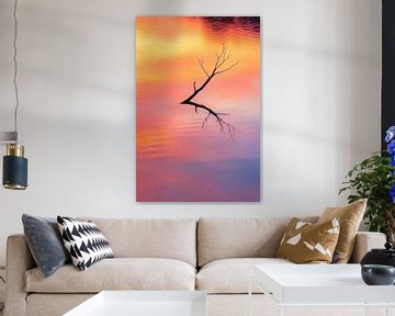 Branch reflects in colourful water by Art & Soul Creations