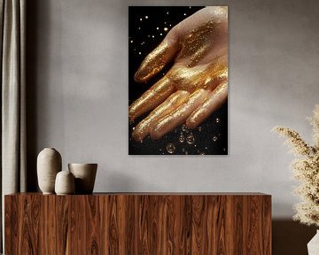 Hand bedekt met gouden verf van Art & Soul Creations