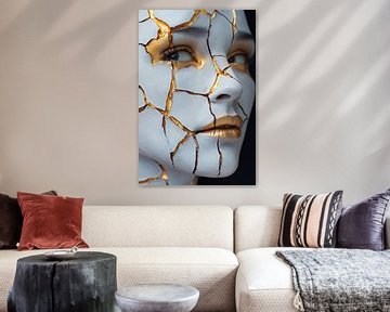 Gezicht met gouden scheuren van Art & Soul Creations