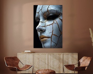 Gescheurd gezicht met gouden accenten van Art & Soul Creations