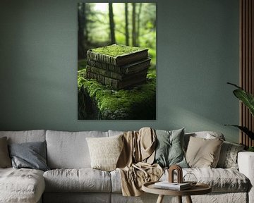 Verweerde boeken in het bos van Art & Soul Creations