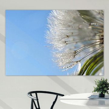 Small water crystals with blue sky