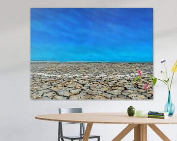 Gebarsten aarde onder blauwe lucht van Sergio Pazzano