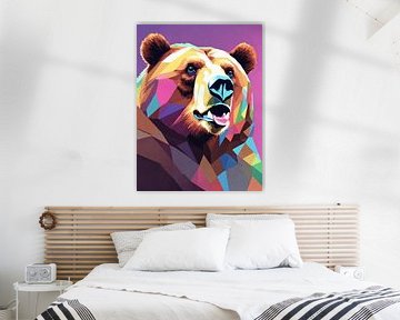 Bruine Beer Pop Art 2 van MIROKKU
