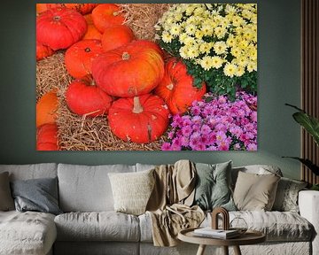 Autumn still life with pumpkins