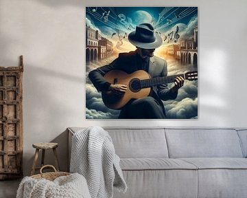 man met gitaar van Bernhard Karssies