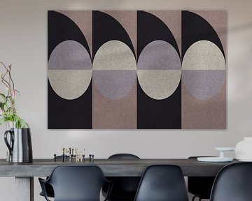 Retro geometrisch patroon. Bauhaus stijl. Roze, zwart, lila. van Dina Dankers