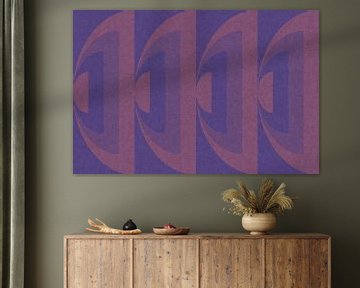 Retro geometrisch patroon. Bauhaus stijl. Blauw en zacht rood. van Dina Dankers