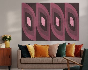 Retro geometrisch patroon. Bauhaus stijl. Roze, zacht rood, bruin. van Dina Dankers