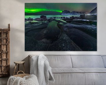Northern Lights Dance Above Lofoten’s Coast by Olga Ilina