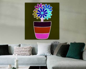 Kleurrijke bloemen in een pot