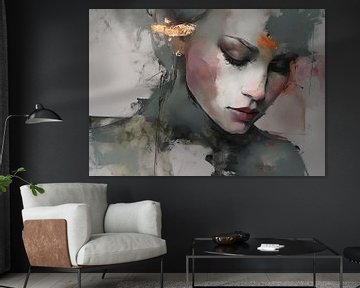 Vrouwengezicht van Abstract Schilderij