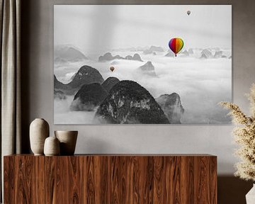 Hot Air Balloon over Yangshuo China by Dennis Kruyt