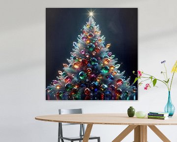 Weihnachtsbaum mit bunten Glaskugeln von Laly Laura