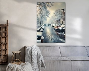 Amsterdam Sneeuw tafereel gracht! van Jaap Ros