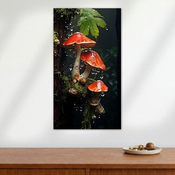 Redcap Mushrooms in the Rain