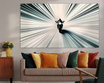 Motorcyclist in the tunnel of lights by Frank Heinz