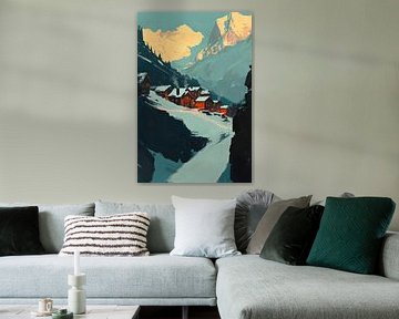 Bergdorp winter van Poster Art Shop