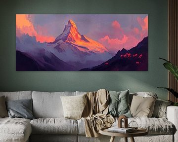 Berglandschaft Abendlicht von Poster Art Shop