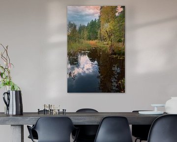 Lake in Sweden with white clouds, blue water and trees on the shore by Martin Köbsch