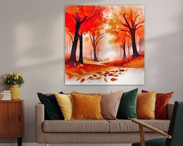 Schilderij met herfstlandschap