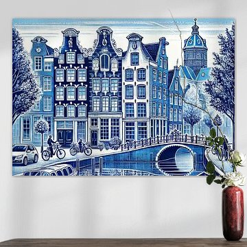 Amsterdamer Grachtenlandschaft Delfter Blau
