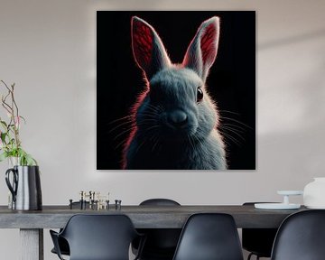 Witte konijn portret in roze licht
