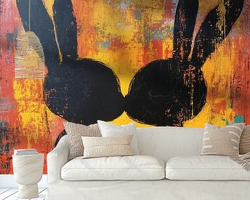 Kussende konijnen silhouette