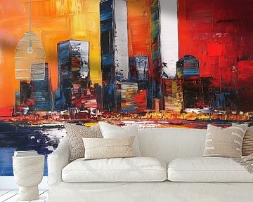 Twin Towers new york abstract kleurrijk